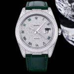 GB Factory ROLEX Datejust Alligator Leather Belt Series Silver steel case with White diamond diameter 40mm Watch